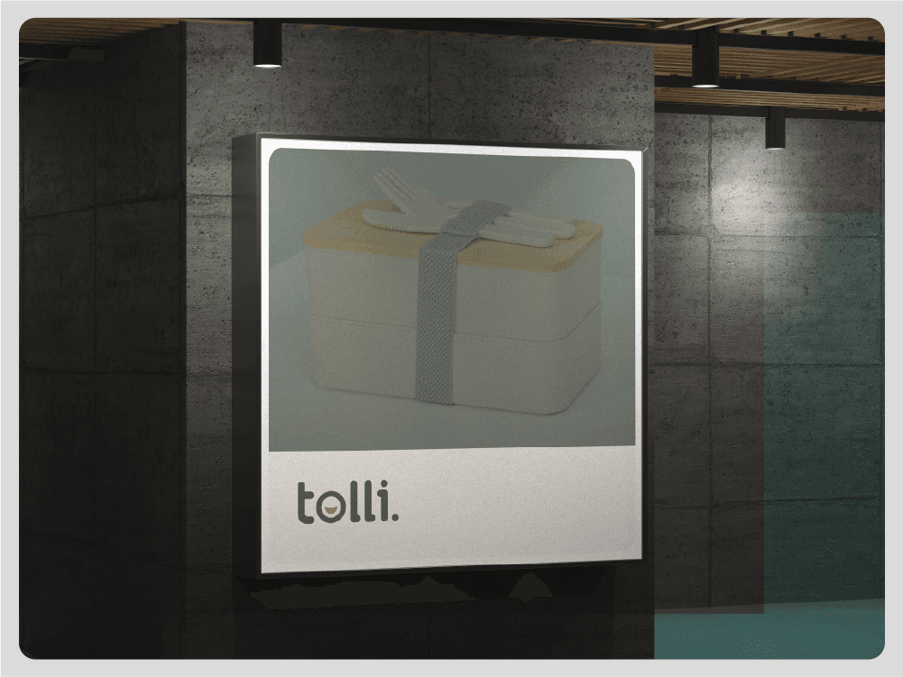 Tolli illuminated signage mockup