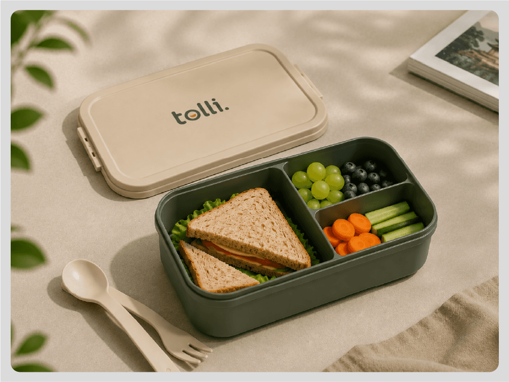 Tolli bento box styled outdoors
